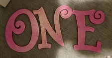 Pink Glitter "One" Wood Letters