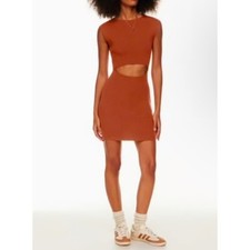 Wilfred Free Ribbed Cutout Mini Dress Rust Size M