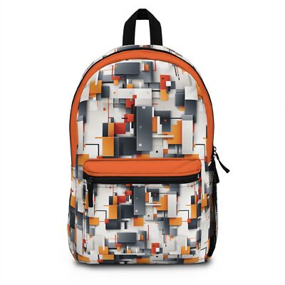 Geometric Abstract Backpack, Modern Stylish School Travel Bag, Unique Design