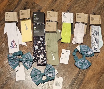 Brand New Nike Lot! Nike Head Ties, Headbands And Scrunchies. 12 Pieces All NWT!
