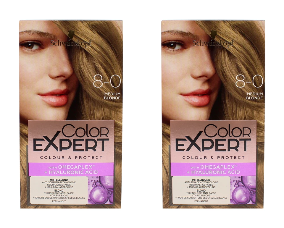 2x Schwarzkopf Color Expert Permanente Coloration 8-0 Mittelblond , EA205272