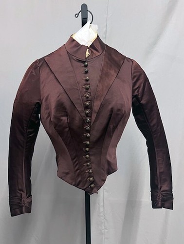 #25-067, Dark Brown Silk Bustle Gown Bodice 1870's - 1880's