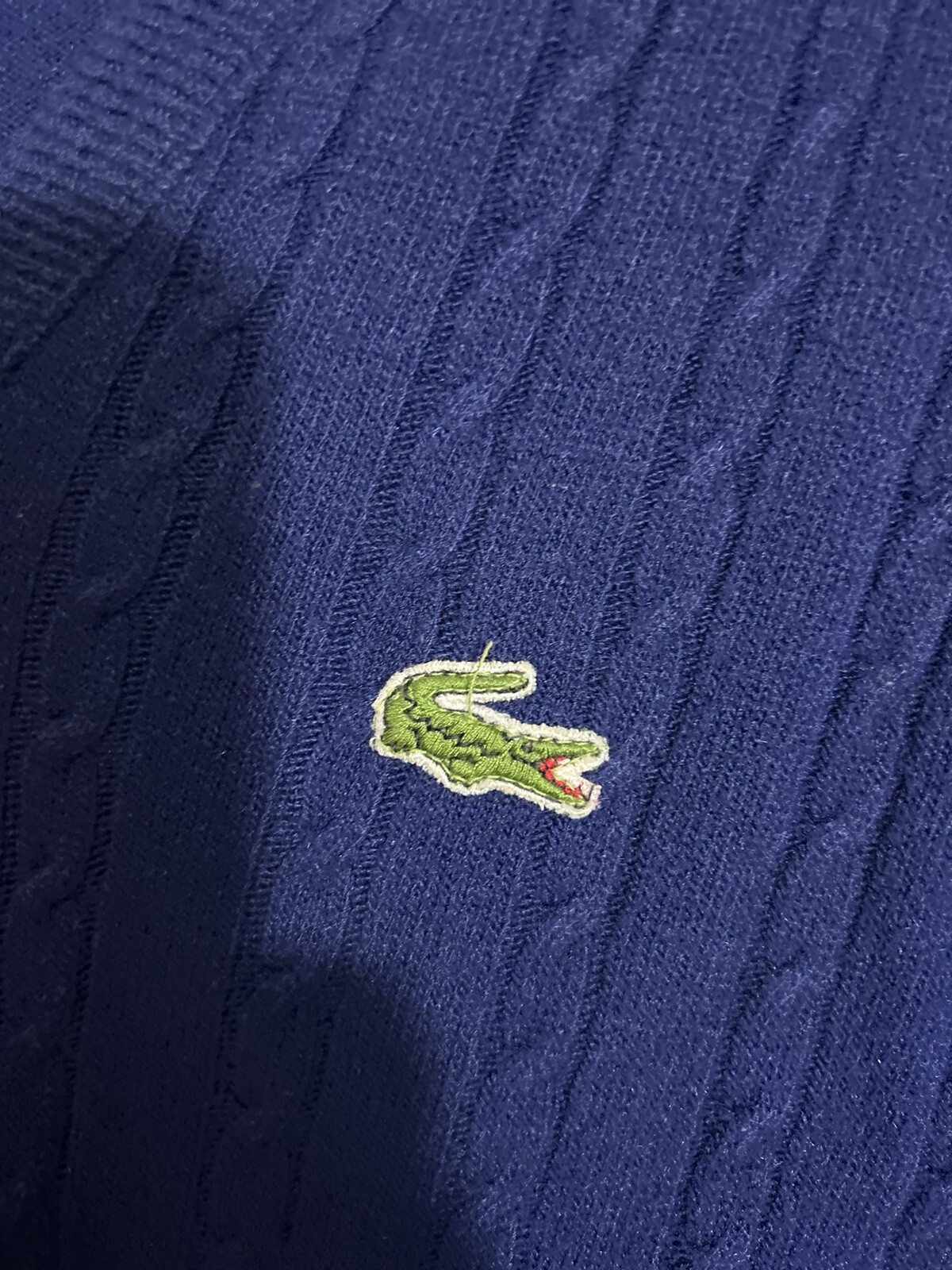 Vintage Izod LaCoste 1970's Men's Sweater pullover cable knit alligator front thumbnail 4