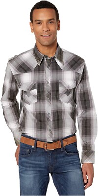 Rock and Roll Cowboy 256769 Men's Long Sleeve Plaid Snap Charcoal Size 2X-Large