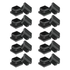 Square Plastic Hole Plugs 1inch, 20 Pack Tubing Insert End Cap, Black
