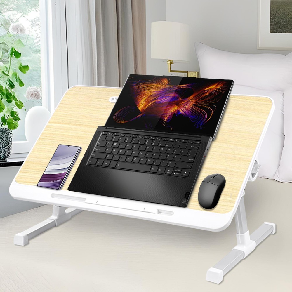 Adjustable Laptop Stand Foldable Bed Desk For Notebooks Angle Height Customizable  