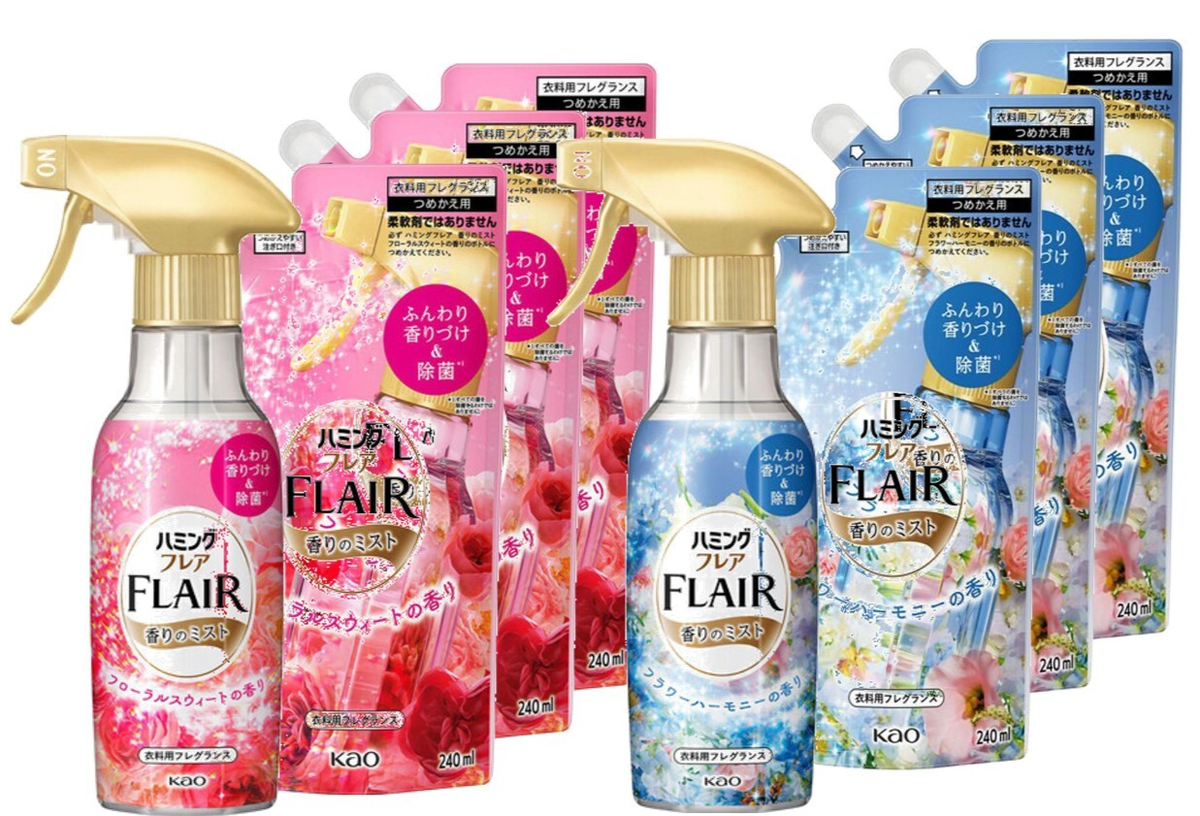 KAO Japan FLAIR FRAGRANCE Fabric Mist – 1 Bottle + 3 Refills (Set