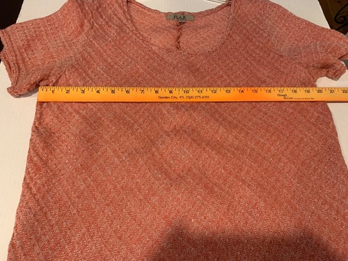 Flachs Boho Top Gr. L kurz Slvs 100% Leinen Faux Wickel vorne weich orange Lagenlook - Bild 5 von 9