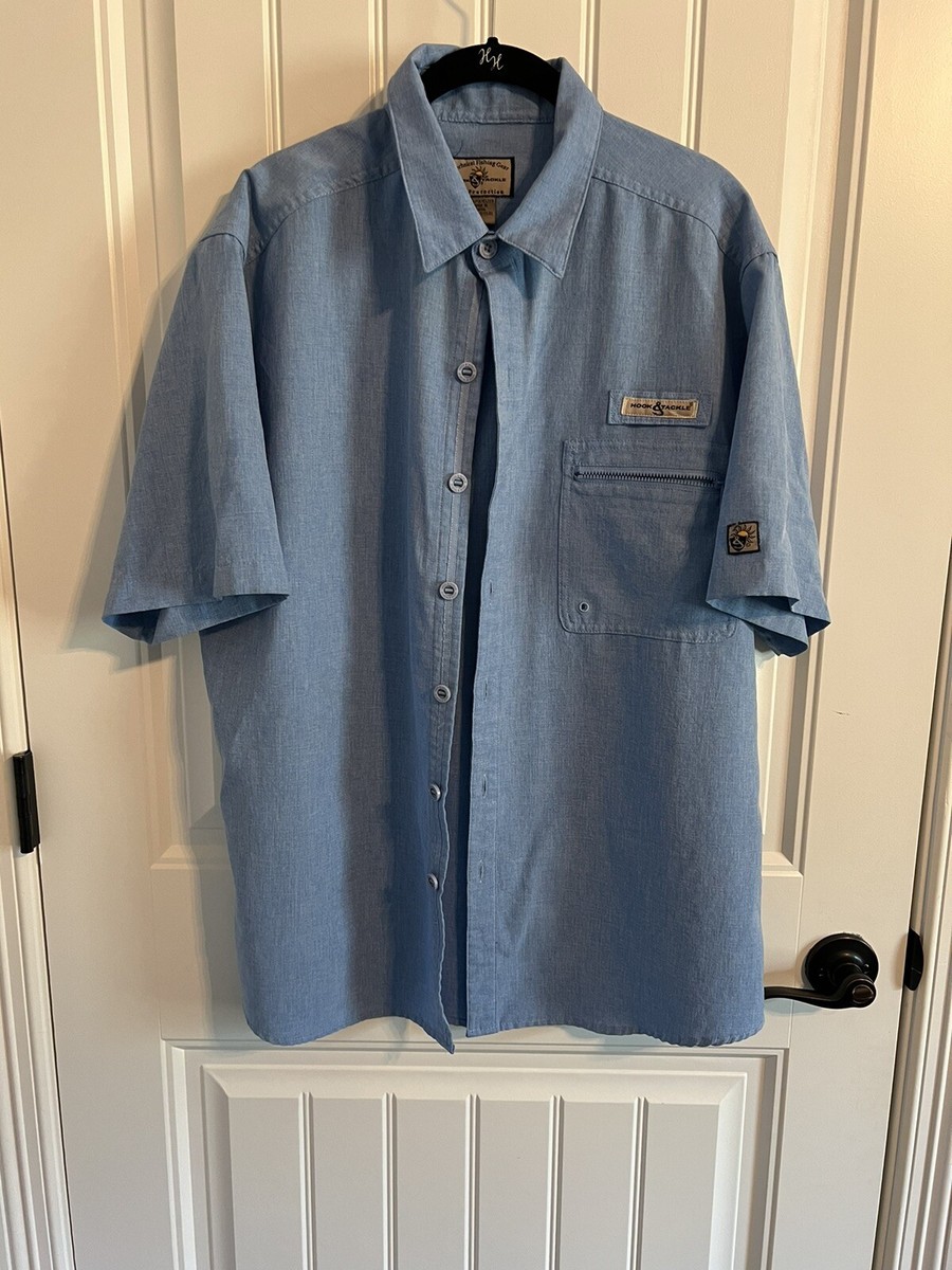 Hook Tackle Technical fishing Gear Short Sleeve Shirt w/Zip Front  L