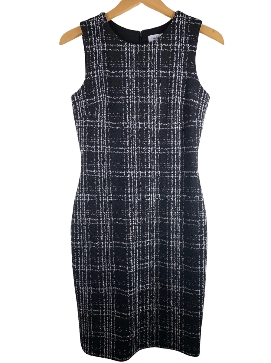 Calvin klein black and white store plaid dress