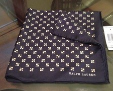 Ralph Lauren Purple Label 100 Silk Handkerchief Navy Blue Made In Italy New  