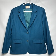 VTG Pendleton TEAL Blazer 100 Virgin Wool Lined Like Medium 