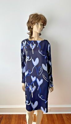 NWT ESCADA RIBBON \u0026 HEART PRINT OPEN SLEEVES MIDI SHIFT DRESS SIZE 40/L |  eBay