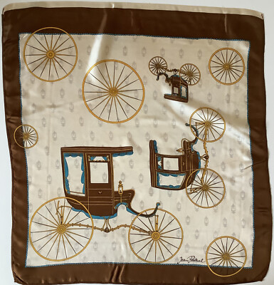 ]Ein brauner und elfenbeinfarbener Coach Design 25 x 27 Zoll Vintage Damen Schal von Jean Peskal