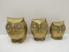 VINTAGE WEBB CAST BRASS SET OF 3 GRADUATED STATUES FIGURINES OF OWLS