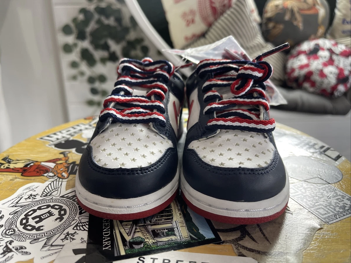 Nike Dunk Low PS 4th of July Red White Blue Stars Size 11C