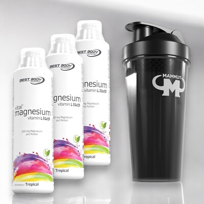 Best Body Nutrition Magnesium Liquid 3 x 500ml vegan + Shaker 24,53 /Ltr.)