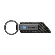 Ford F-150 Gunmetal Gray Metal Carbon Fiber Texture Black Leather Key Chain Ford F-150 Gunmetal Gray Metal Carbon Fiber Texture Black Leather Key Chain