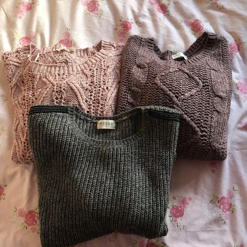 Bundle 3 X Indigo M &S Ladies Jumpers Size 1214 Pink Grey Mauve eBay