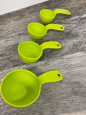 Vintage lime Green Measuring Scoop Set Cup Kitchen retro 