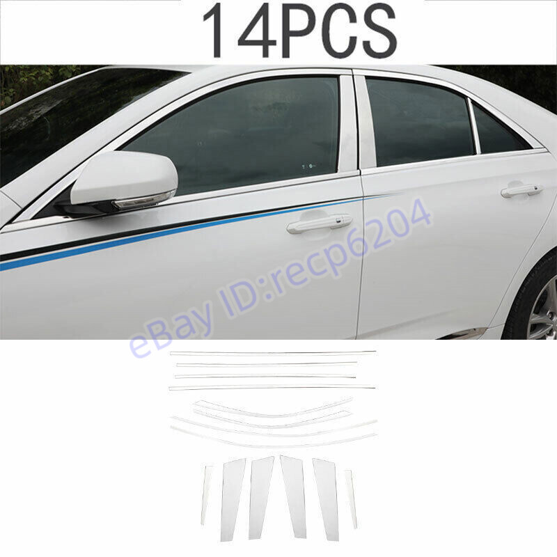For Cadillac CT4 2020-24 Steel Chrome Windows Strip Sill Molding Cover Trim 14x