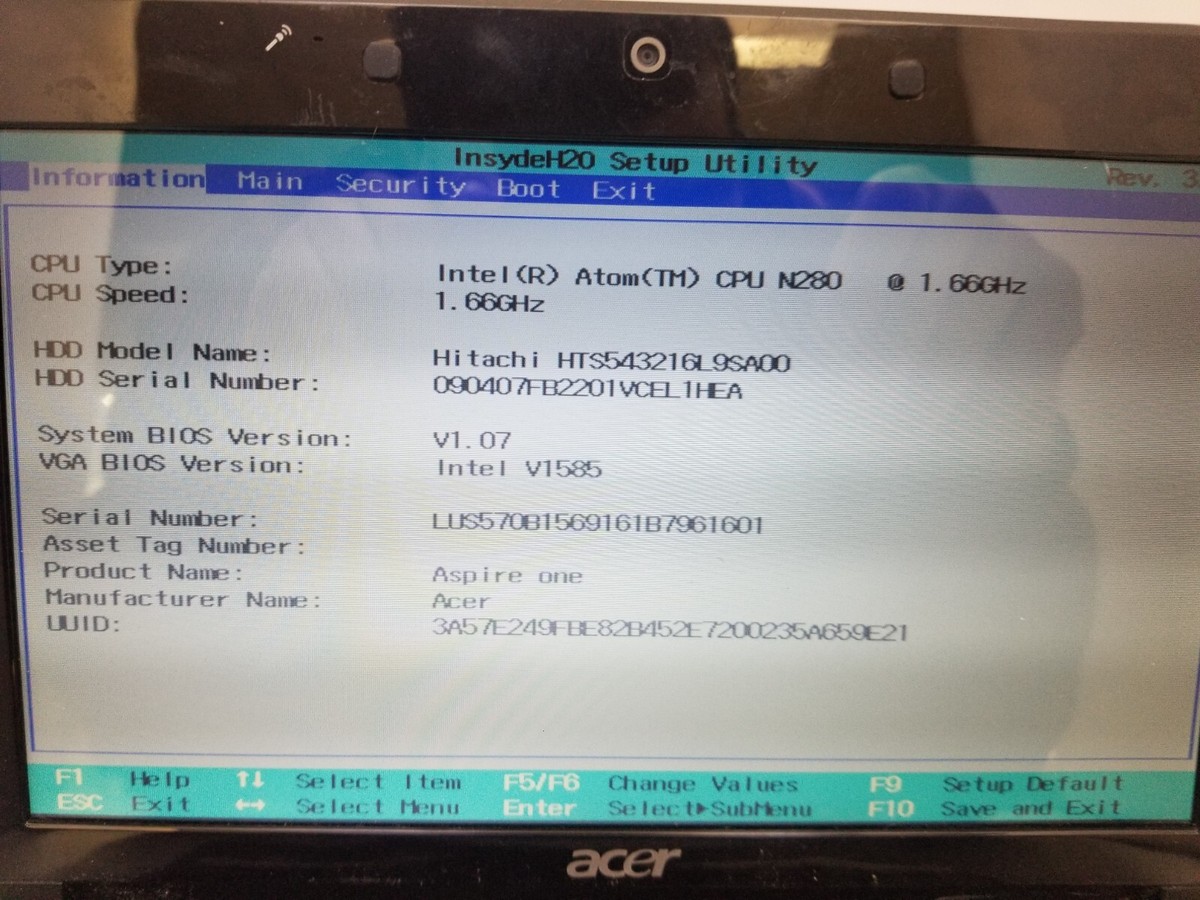 10.1” Acer Aspire One Netbook Laptop Atom N280 @1.66GHz 2GB RAM
