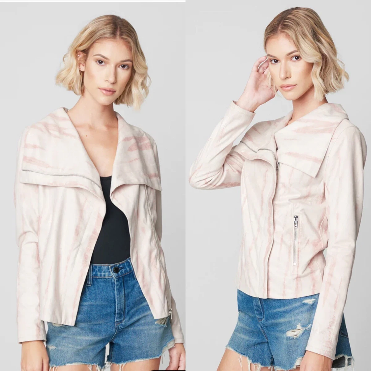 BLANKNYC Pink Cream Tie Dye Faux Suede Zip Jacket in Hippie Dippie
