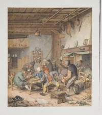 Adriaen Van Ostade: Players of the Trictracs, Signed Lithograph, 1923