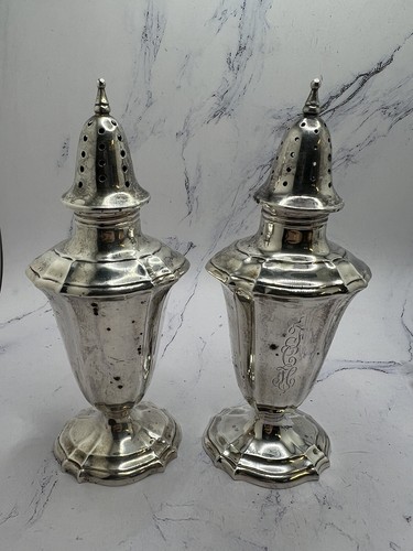 Vintage Webster Company Sterling Silver Salt & Pepper Shakers Engraved “JCH” - Picture 2 of 9