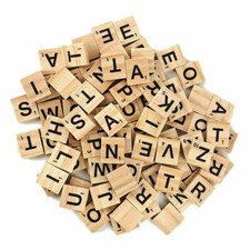 100 Wooden SCRABBLE tiles black letters numbers for crafts wood alphabets
