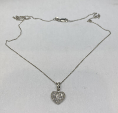 Roberto Coin 18K White Gold Pave Heart Necklace