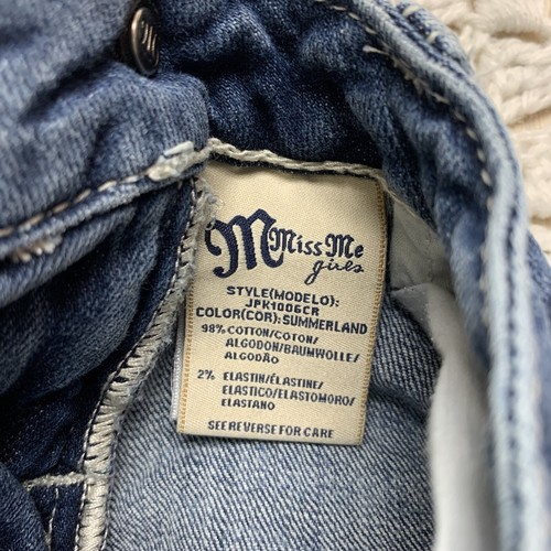 Miss Me Cropped Jeans Youth Girls Sz 14 Capri Blue Denim Flap Pockets Waist 24 - Picture 7 of 11