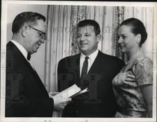 1961 Press Photo Judge Arnold H. Krichauer, Jack Carson & His Wife Sandra