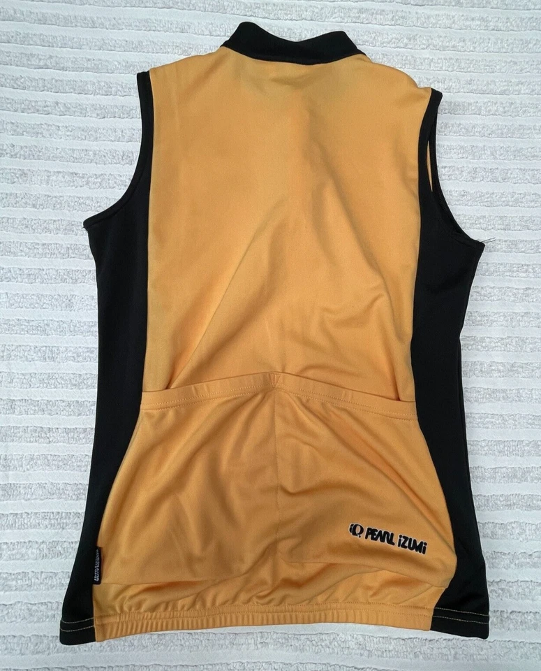 Pearl Izumi Small Orange Black Colorblock Sleeveless Cycling Jersey Top Zip Up - Image 2 of 4