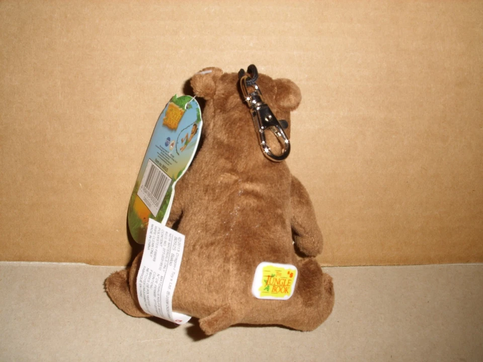 Disney Libro de la Selva Baloo el Oso 5"" Peluche Llavero Clip Juguete 2009 Etiquetas Foto 2 de 3