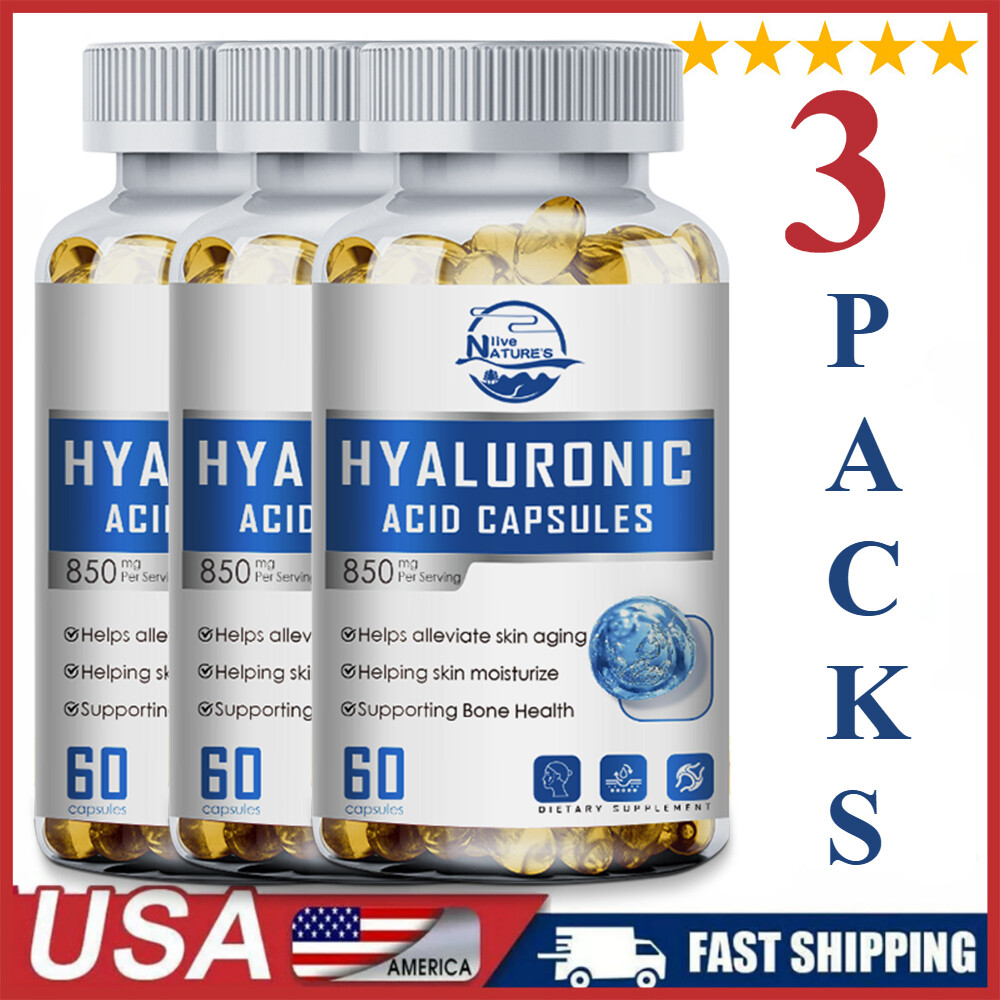 3 Pack Hyaluronic Acid Capsules - for Joint Health and Skin Hydration Anti-Aging