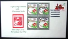 US, 1992 Santa Claus Indiana FDC & Tied On, Scott 2712 Stamp, Cachet & ALA Seals