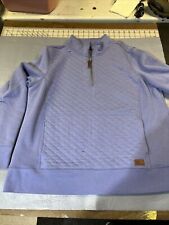 LL Bean Sweater Woman Size XLP Purple Quilted Quarter-Zip Pullover Cotton Blend