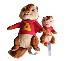 2 x ALVIN AND THE CHIPMUNKS PLUSH SOFT TOYS  8" TALL & 4 3/4" TALL NEW