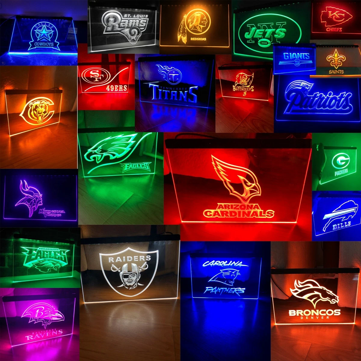 Football Team Logo LED Neon Light Sign Sport Flag for Home Bar