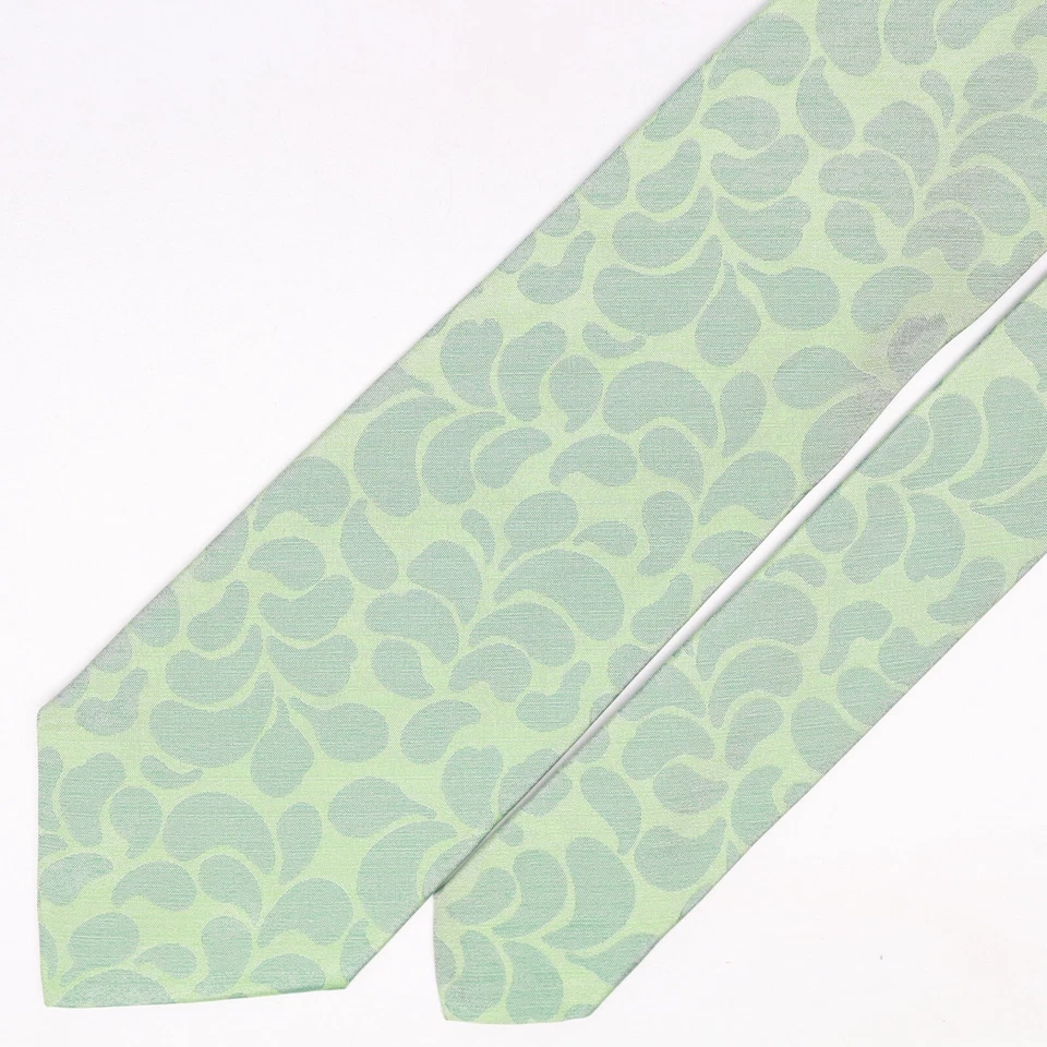 Tallia Mens Silk Necktie Pastel Green Paisley Weave Woven Tie Made in Italy - Image 2 of 4