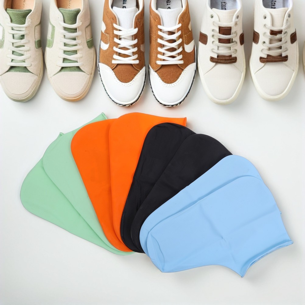  4 Pairs Boot Covers Reusable Waterproof Shoe Bike Outdoor Anti Skid