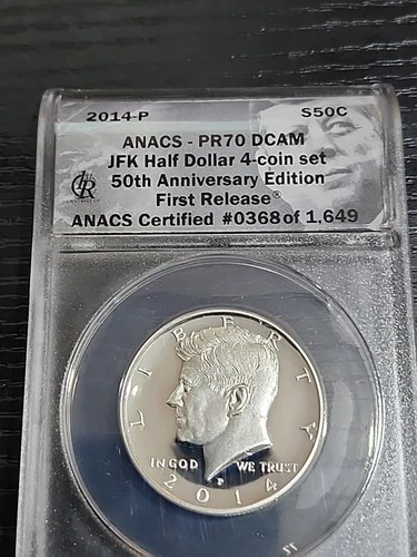 2014-P Kennedy Half Dollar ANACS PR70 DCAM-50th Anniversary-First Release