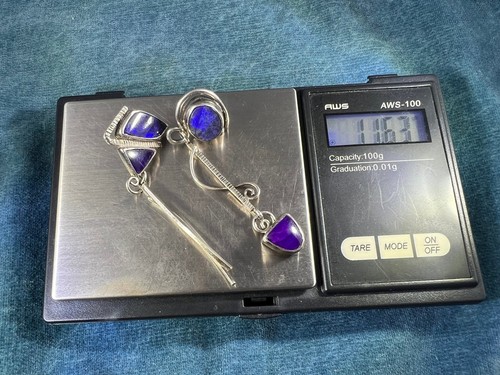 Australian Boulder Opal + Sugilite 925 + 14k Dangle Earrings. 2.5" *Video* - Picture 10 of 11