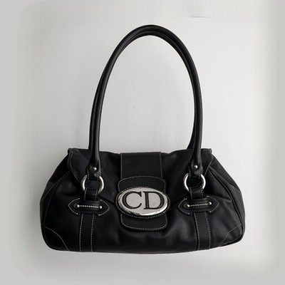 CHRISTIAN DIOR Saint Germain CD Logo Flap Shoulder Bag Black