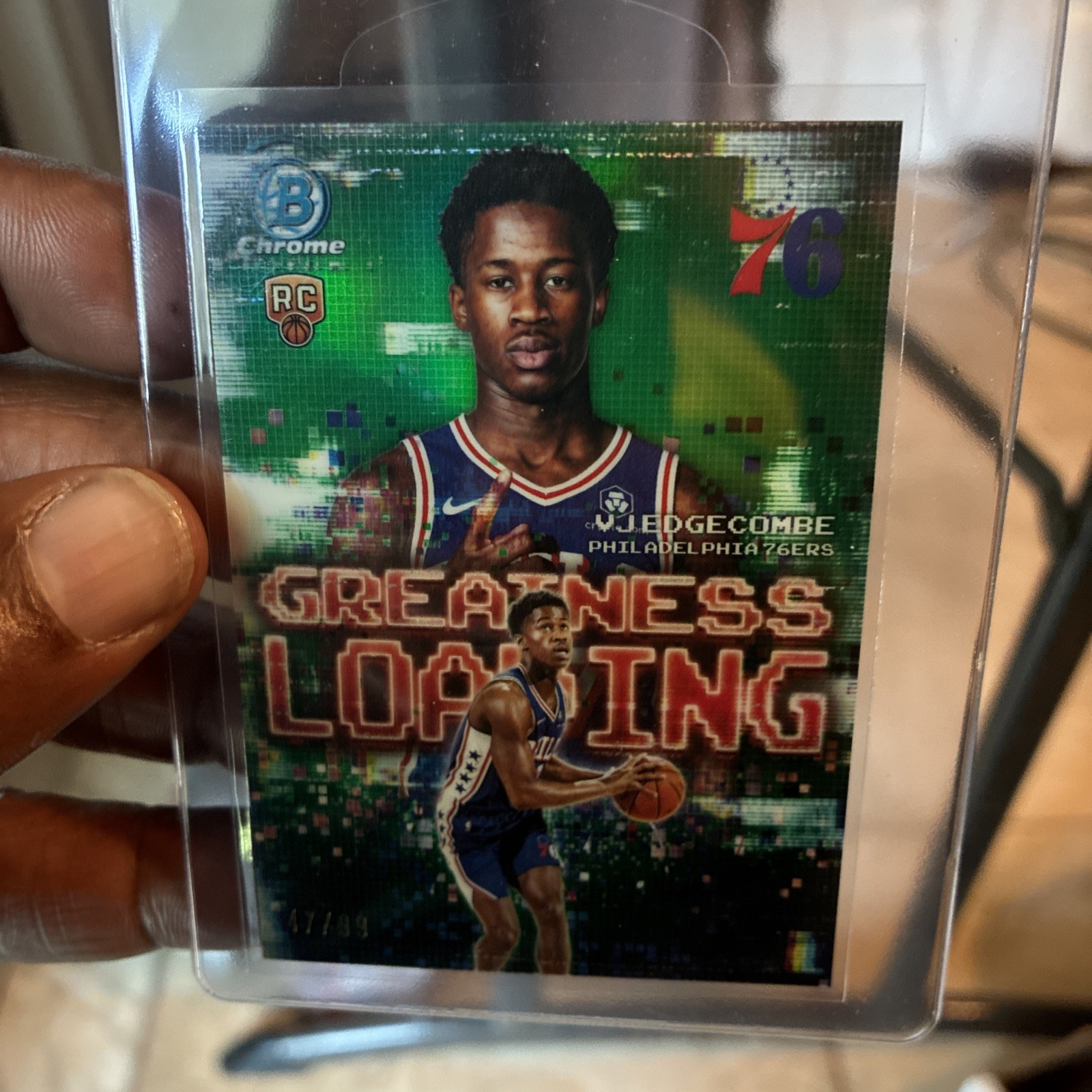 VJ Edgecombe 2025-26 Bowman Chrome Green /99 Greatness Loading 76ers RC