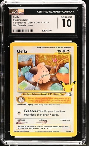 ✨ CGC 10 Cleffa 20/111 Classic Collection Celebrations Neo Genesis Holo Pokemon