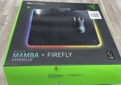 Razer MAMBA Black FIREFLY HYPERFLUX Mouse Pad & Mouse Tested/Good condition
