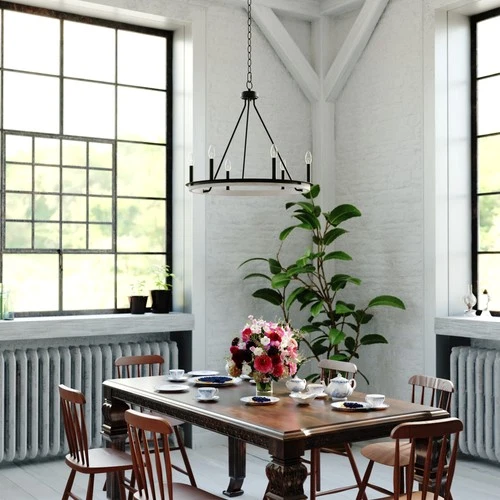 Vaxcel Lighting H0274 Russel 6 Light 25"W Candle Style Chandelier - Matte Black - Picture 8 of 12