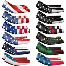Newcotte 12 Pairs Arm Sleeves for Kids 8-10 Years, Patriotic Colors